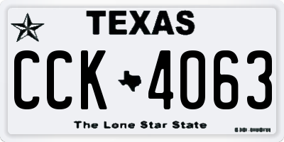 TX license plate CCK4063