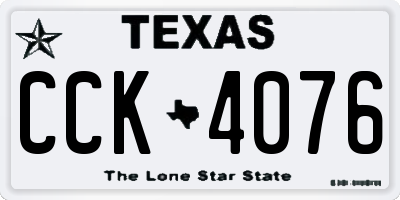 TX license plate CCK4076