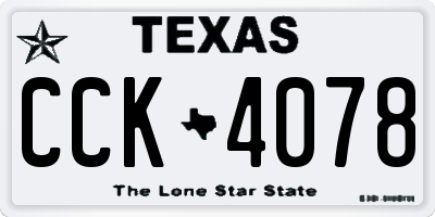 TX license plate CCK4078