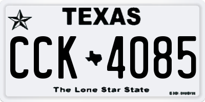 TX license plate CCK4085