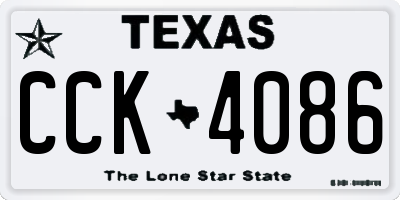 TX license plate CCK4086
