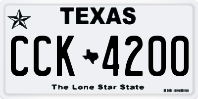 TX license plate CCK4200