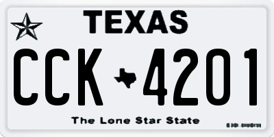 TX license plate CCK4201