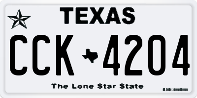 TX license plate CCK4204