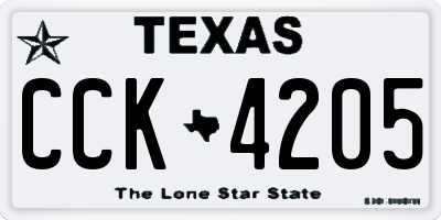 TX license plate CCK4205
