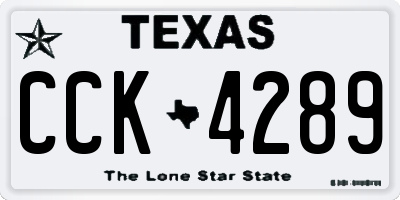 TX license plate CCK4289