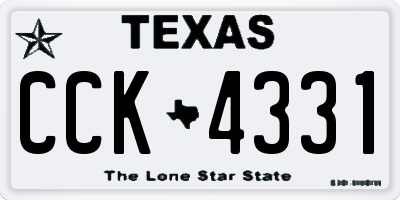 TX license plate CCK4331