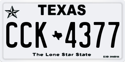 TX license plate CCK4377
