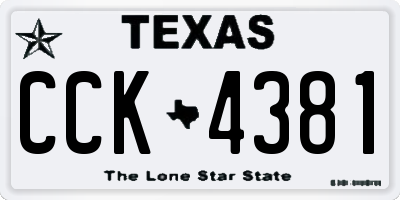 TX license plate CCK4381