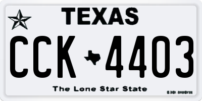 TX license plate CCK4403