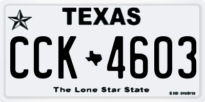 TX license plate CCK4603