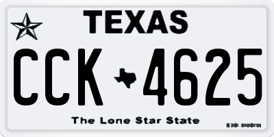 TX license plate CCK4625