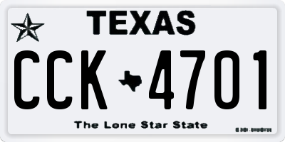 TX license plate CCK4701