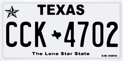 TX license plate CCK4702