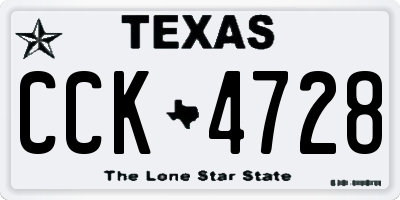 TX license plate CCK4728