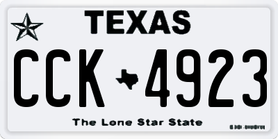 TX license plate CCK4923