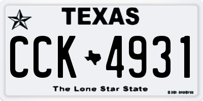 TX license plate CCK4931