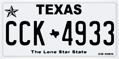 TX license plate CCK4933
