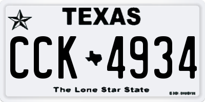 TX license plate CCK4934