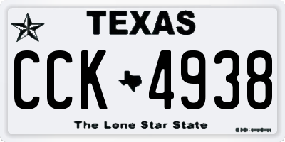 TX license plate CCK4938