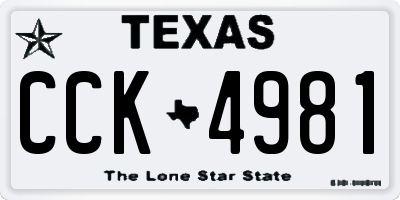 TX license plate CCK4981
