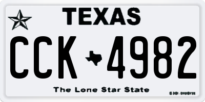 TX license plate CCK4982