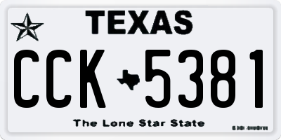 TX license plate CCK5381