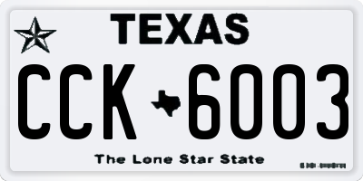 TX license plate CCK6003