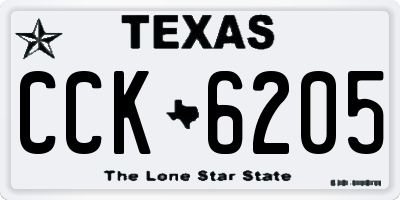 TX license plate CCK6205