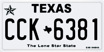 TX license plate CCK6381