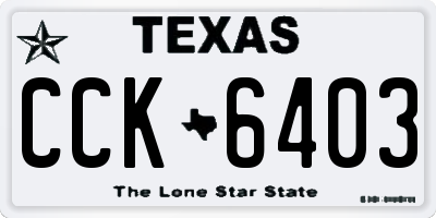 TX license plate CCK6403