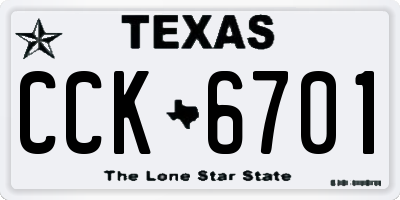 TX license plate CCK6701