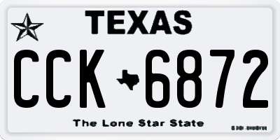 TX license plate CCK6872