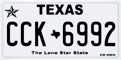 TX license plate CCK6992