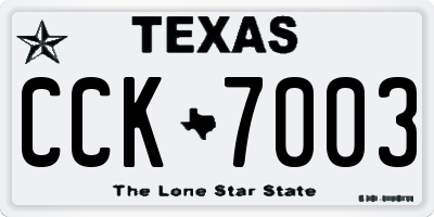 TX license plate CCK7003