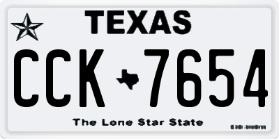 TX license plate CCK7654