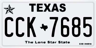 TX license plate CCK7685