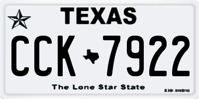 TX license plate CCK7922