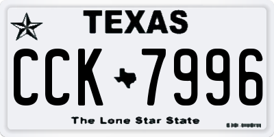 TX license plate CCK7996