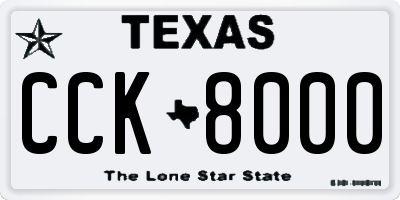 TX license plate CCK8000