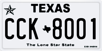 TX license plate CCK8001