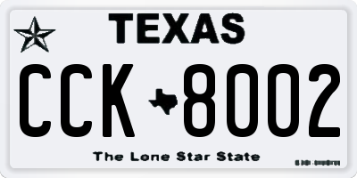 TX license plate CCK8002