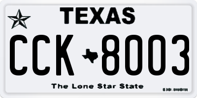 TX license plate CCK8003