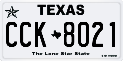 TX license plate CCK8021