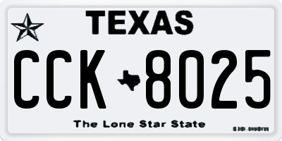 TX license plate CCK8025
