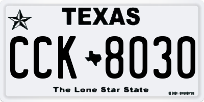 TX license plate CCK8030