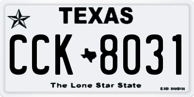 TX license plate CCK8031