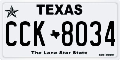 TX license plate CCK8034