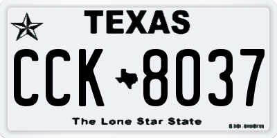 TX license plate CCK8037