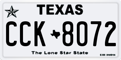 TX license plate CCK8072